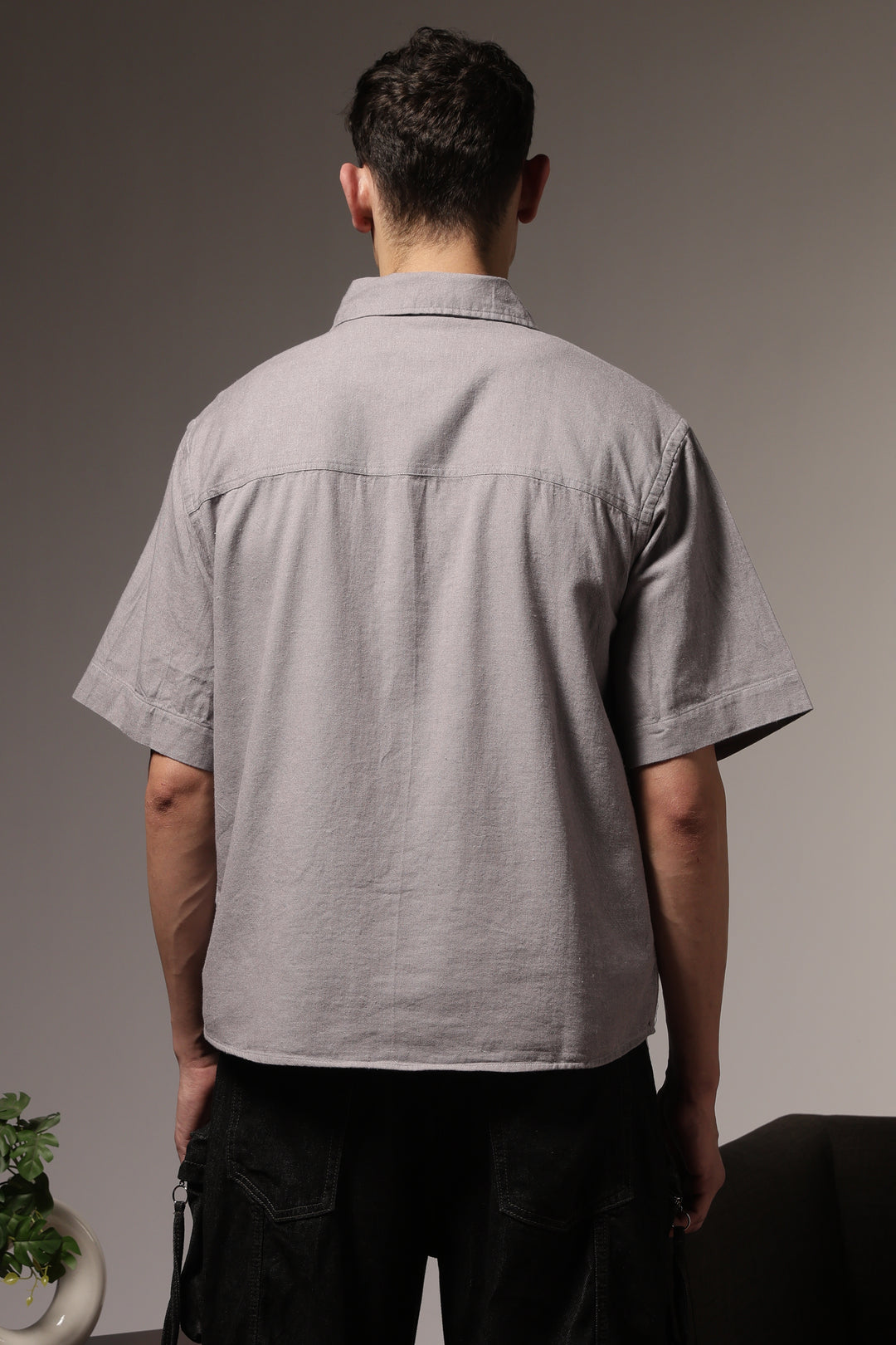 TwinFlap Grey Oversized Shirt