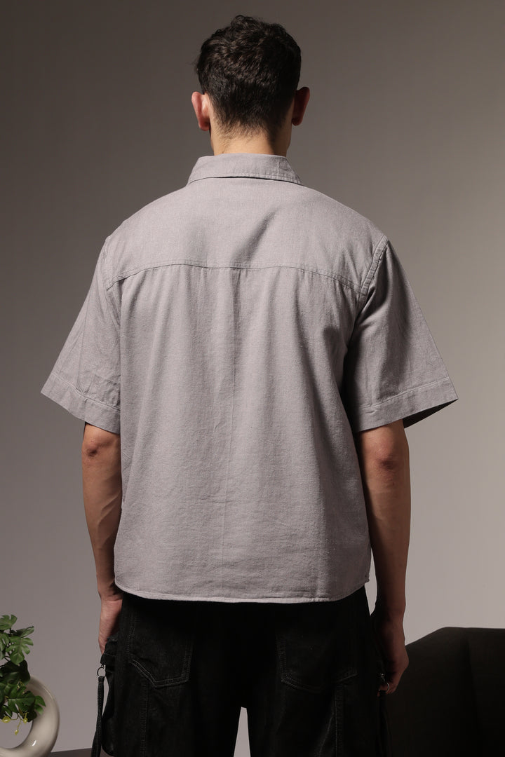 TwinFlap Grey Oversized Shirt
