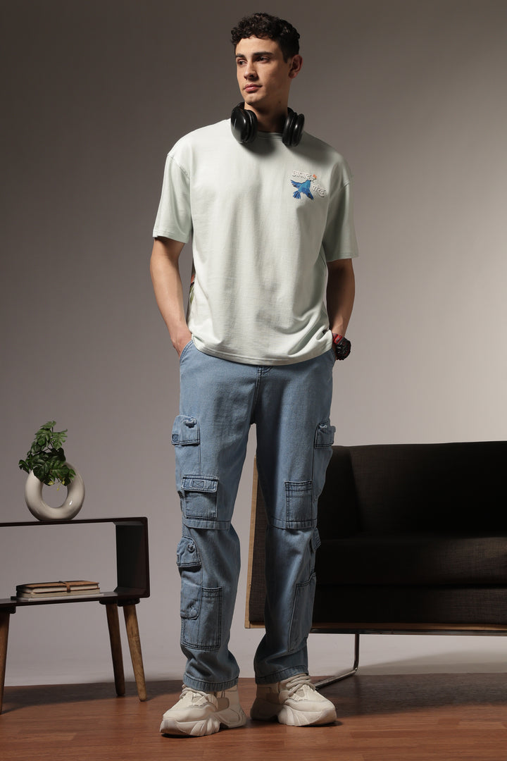 Azad Parinde: Light Blue oversized Tshirt