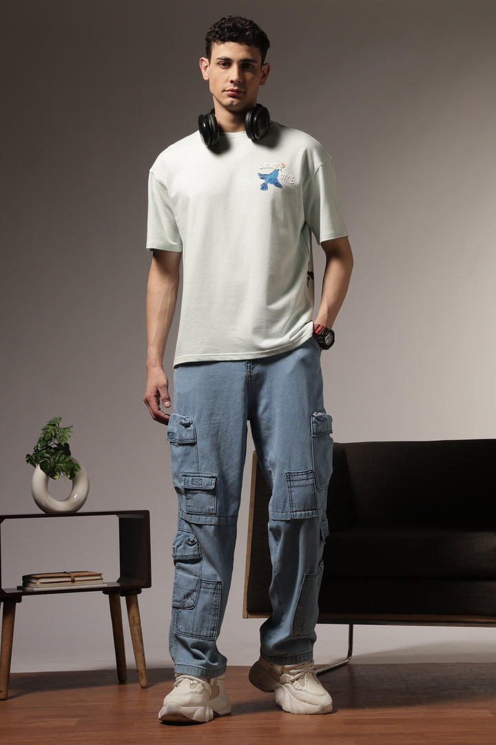 Azad Parinde: Light Blue oversized Tshirt