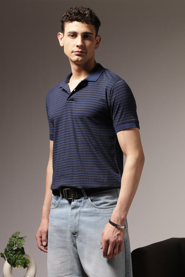 Blue Stripes Polo T-shirt