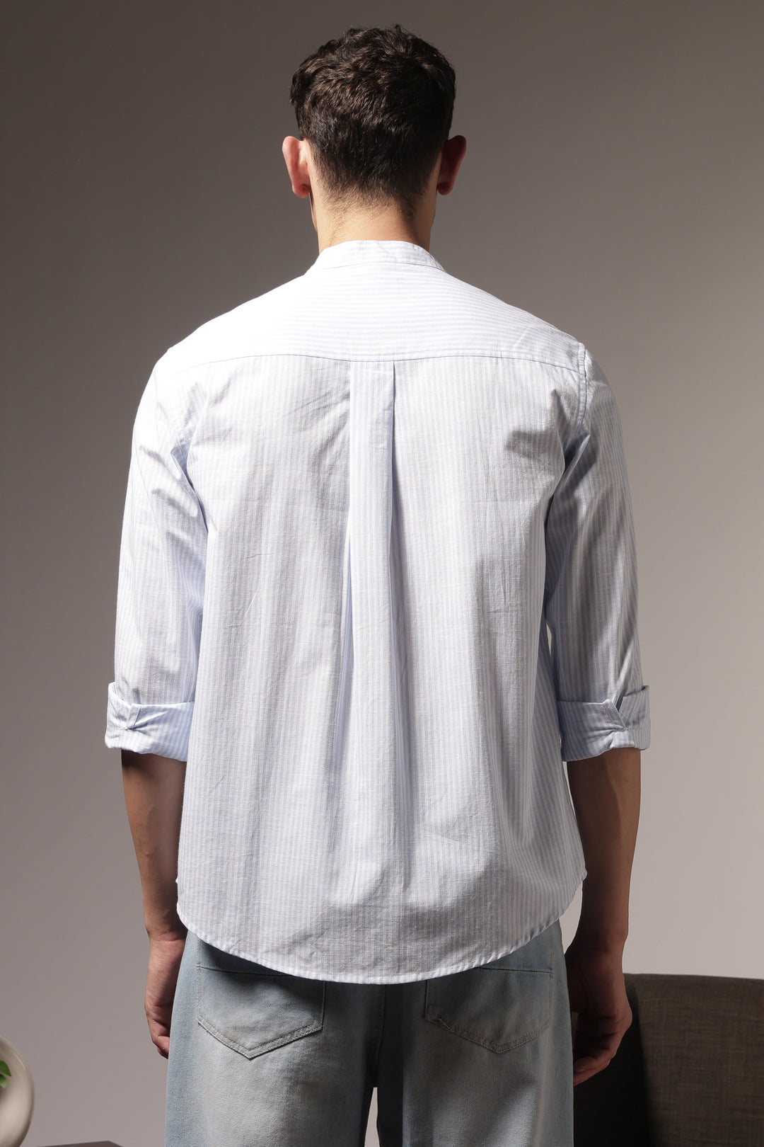 Nautical: Light bLue Stripes Embroidery Shirt