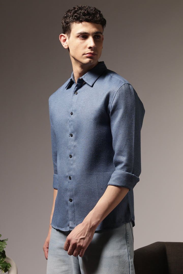 Turquoise : Textured Fabric Shirt