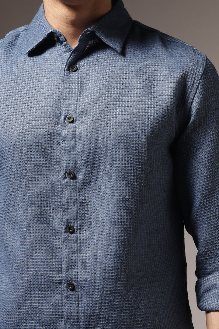 Turquoise : Textured Fabric Shirt