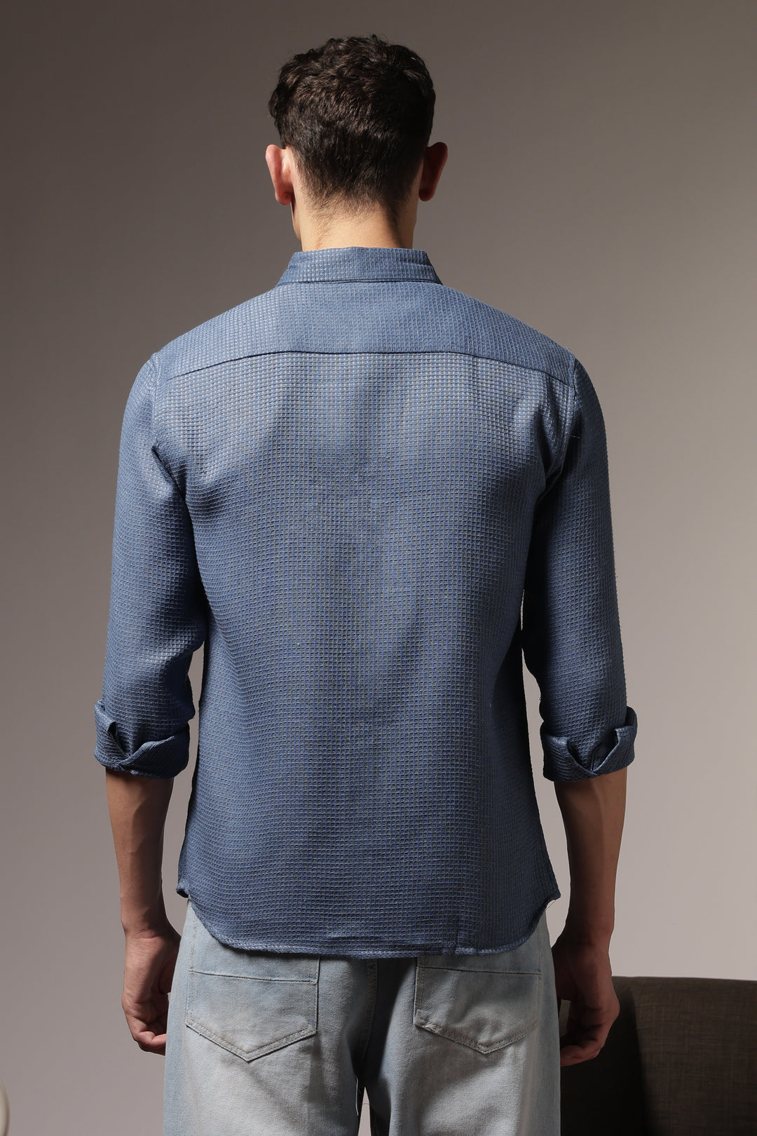 Turquoise : Textured Fabric Shirt