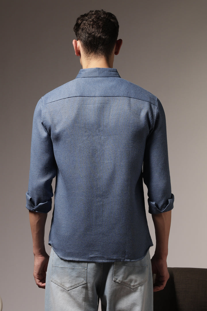 Turquoise : Textured Fabric Shirt