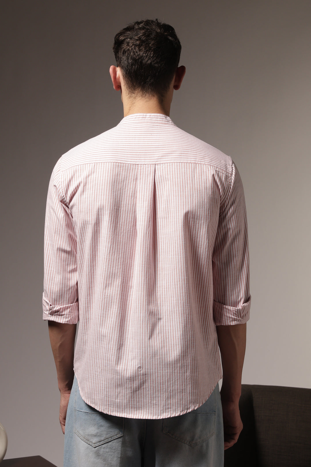 Streaks: Mandarin Collar Pink Shirt