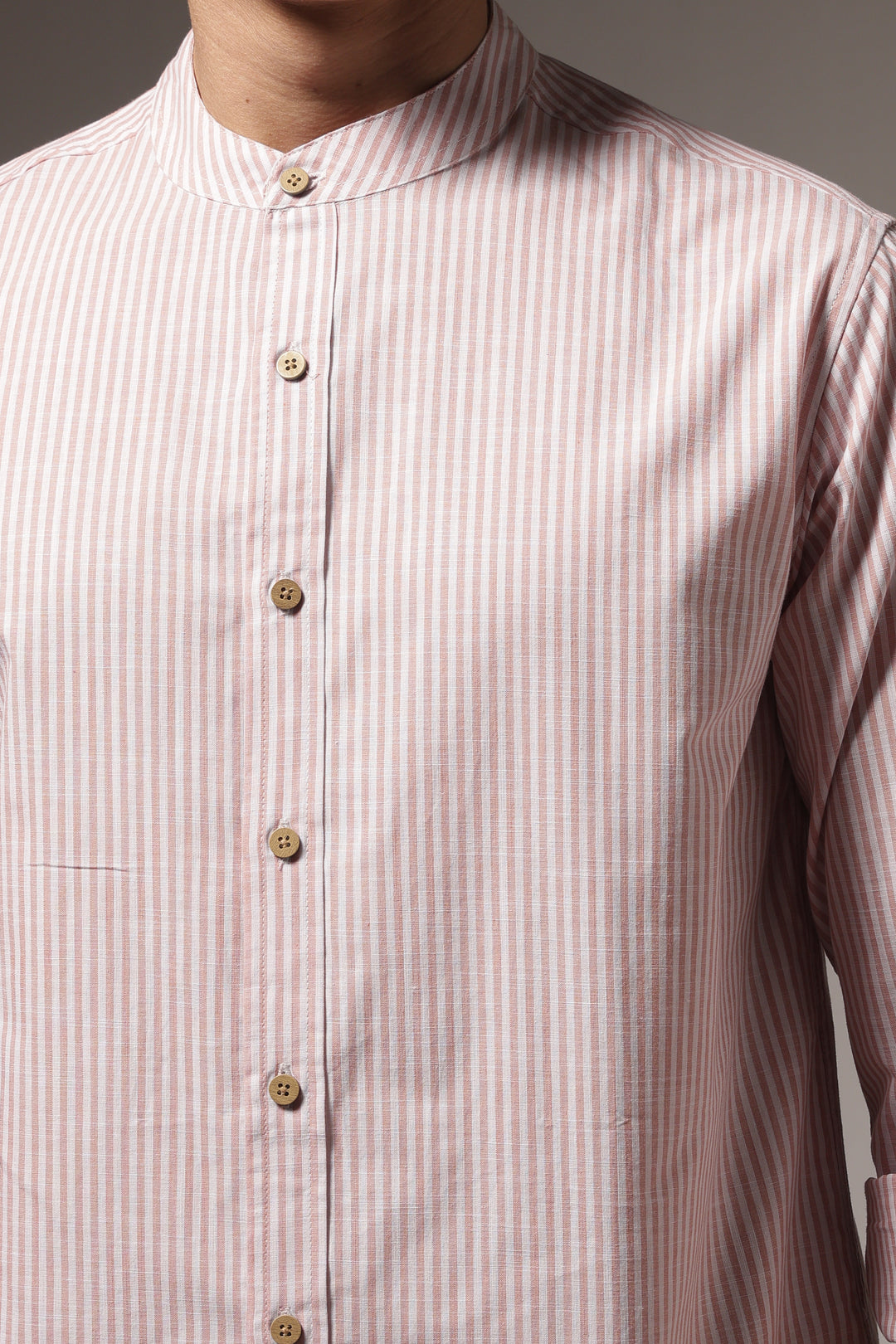 Streaks: Mandarin Collar Pink Shirt