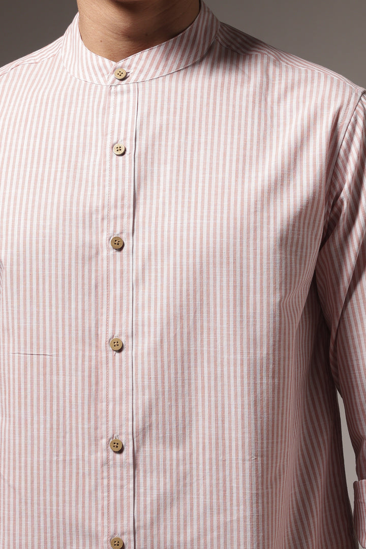 Streaks: Mandarin Collar Pink Shirt