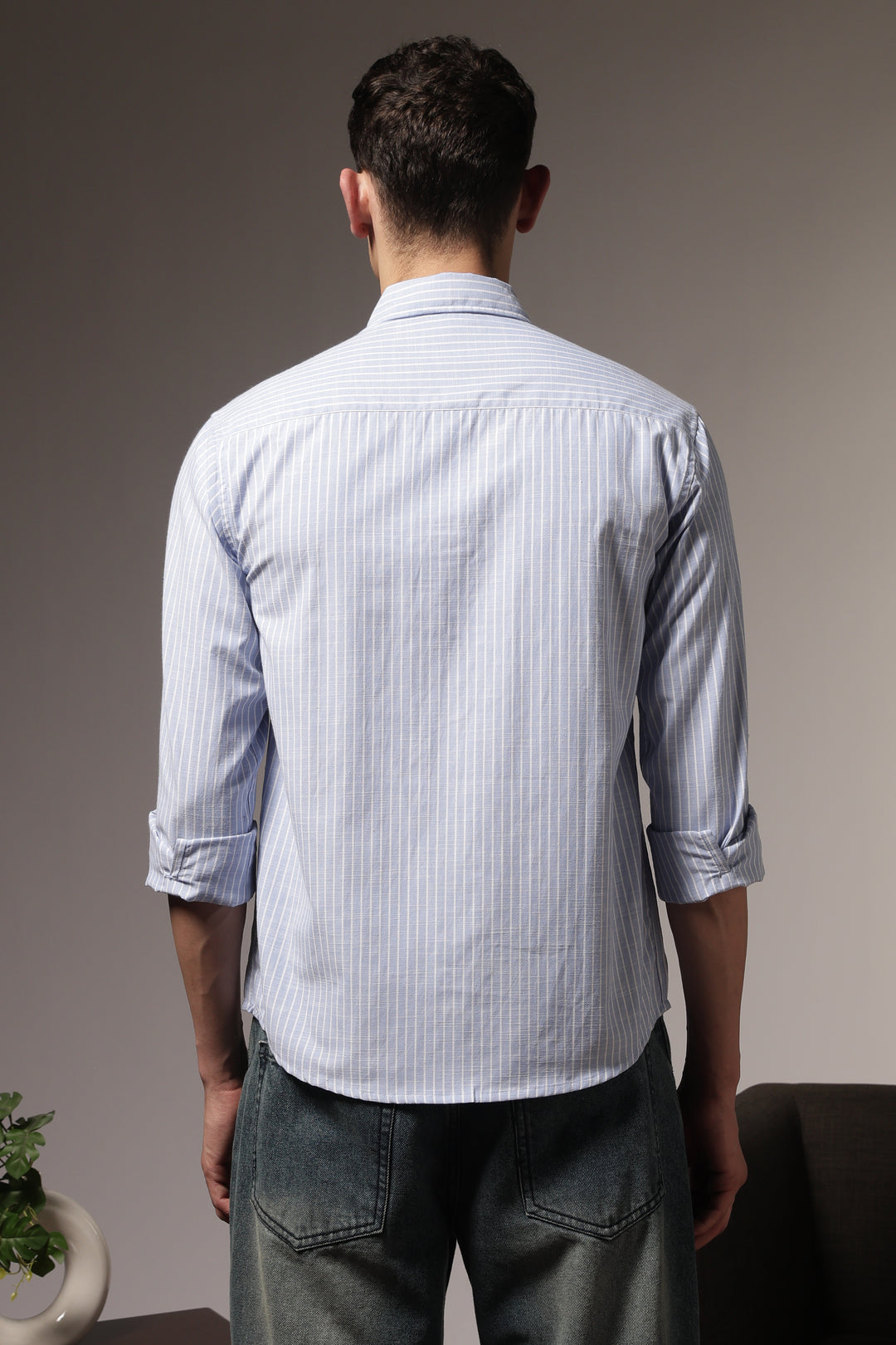 Stripes: Grace Pocket Embroidery Blue Shirt