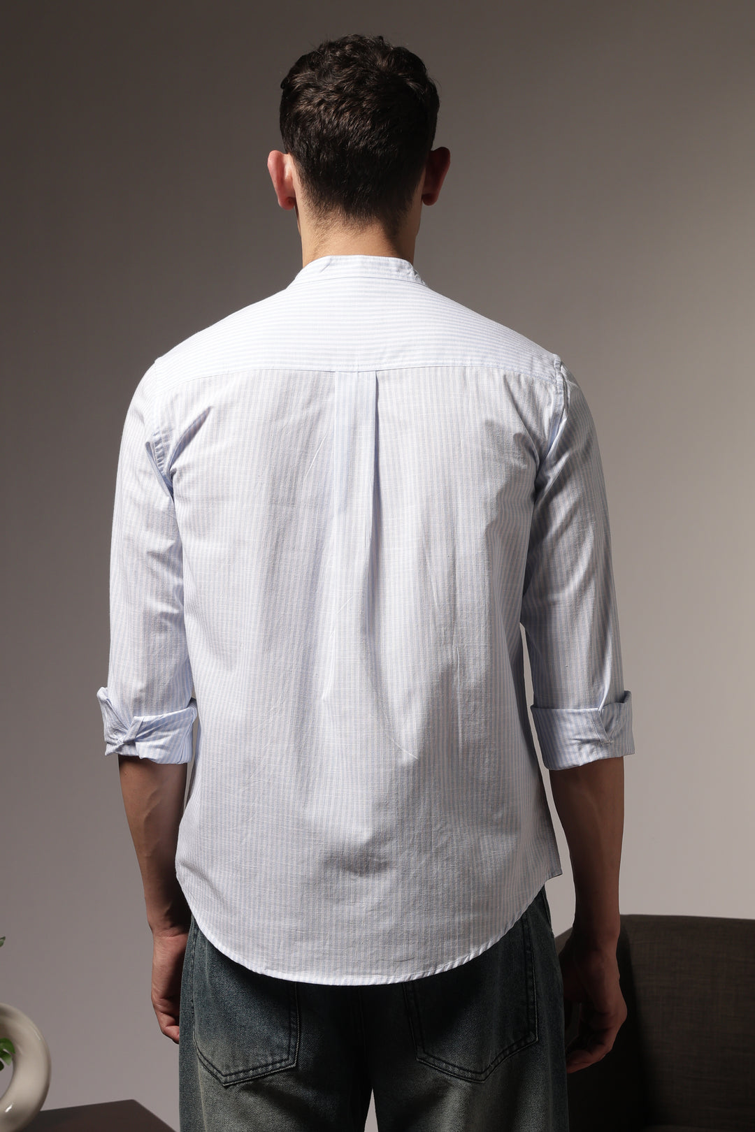 Streaks: Mandarin Light Blue Shirt