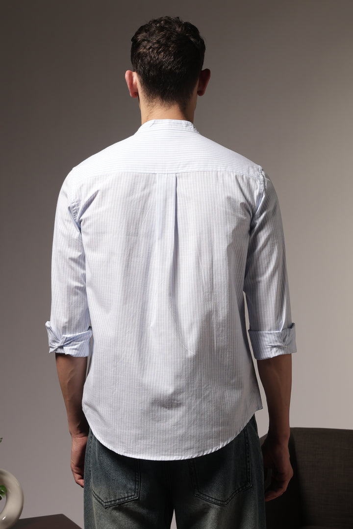 Streaks: Mandarin Light Blue Shirt