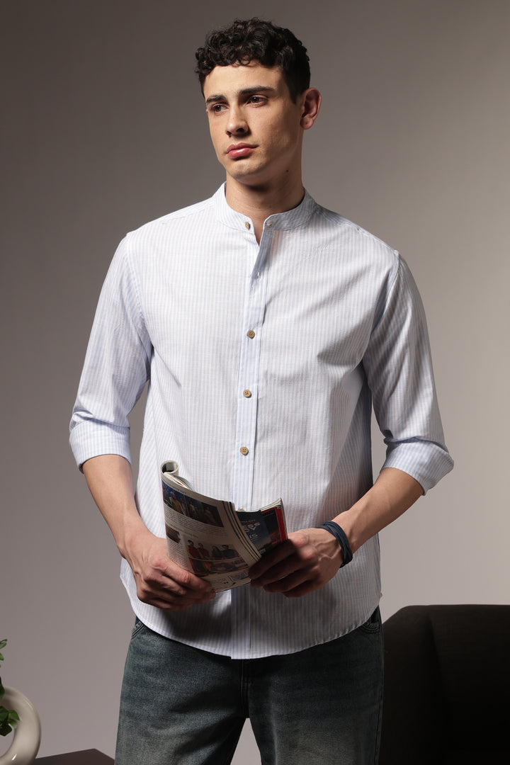 Streaks: Mandarin Light Blue Shirt
