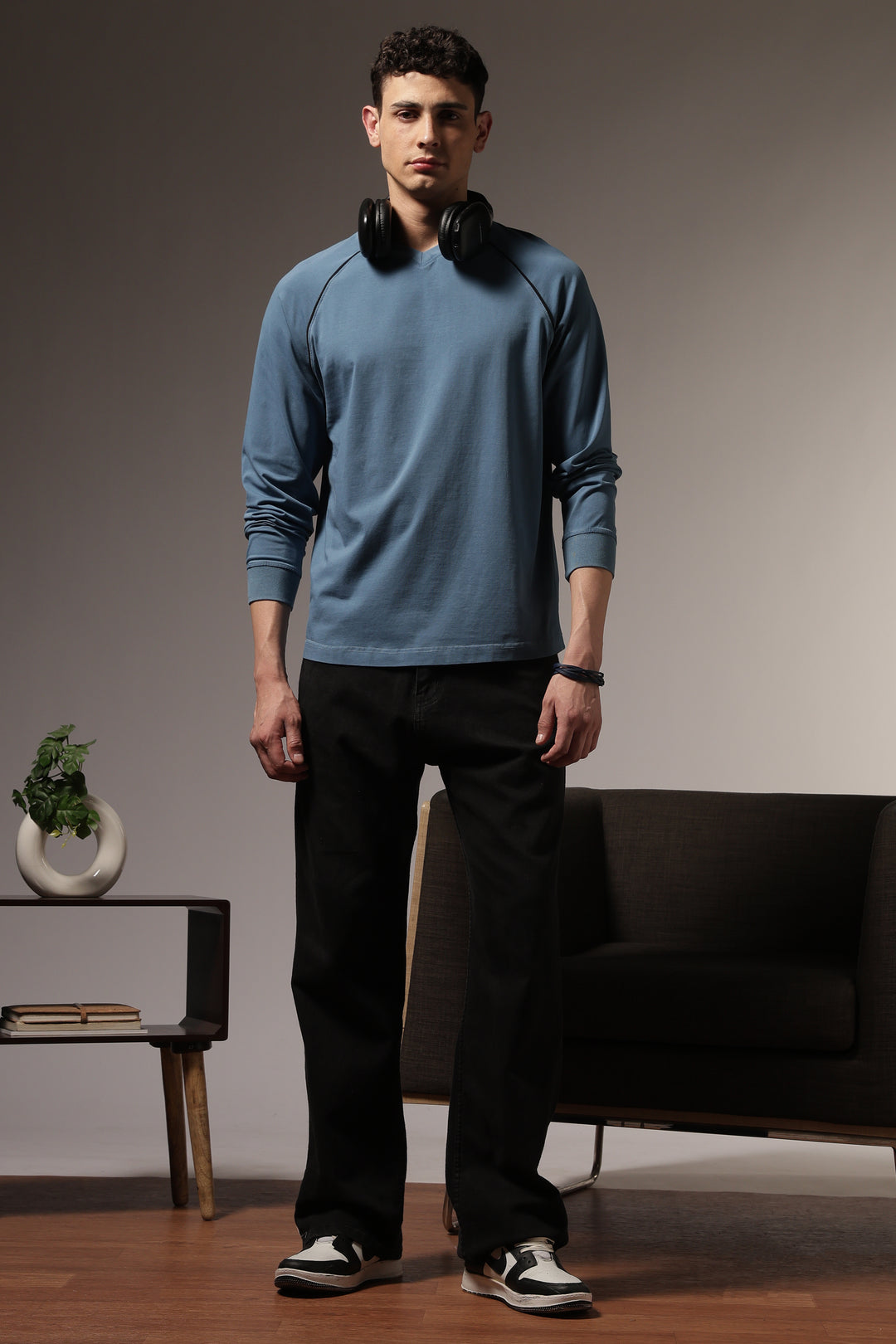 Over-dyed: Teal Blue Long Sleeve T-shirt