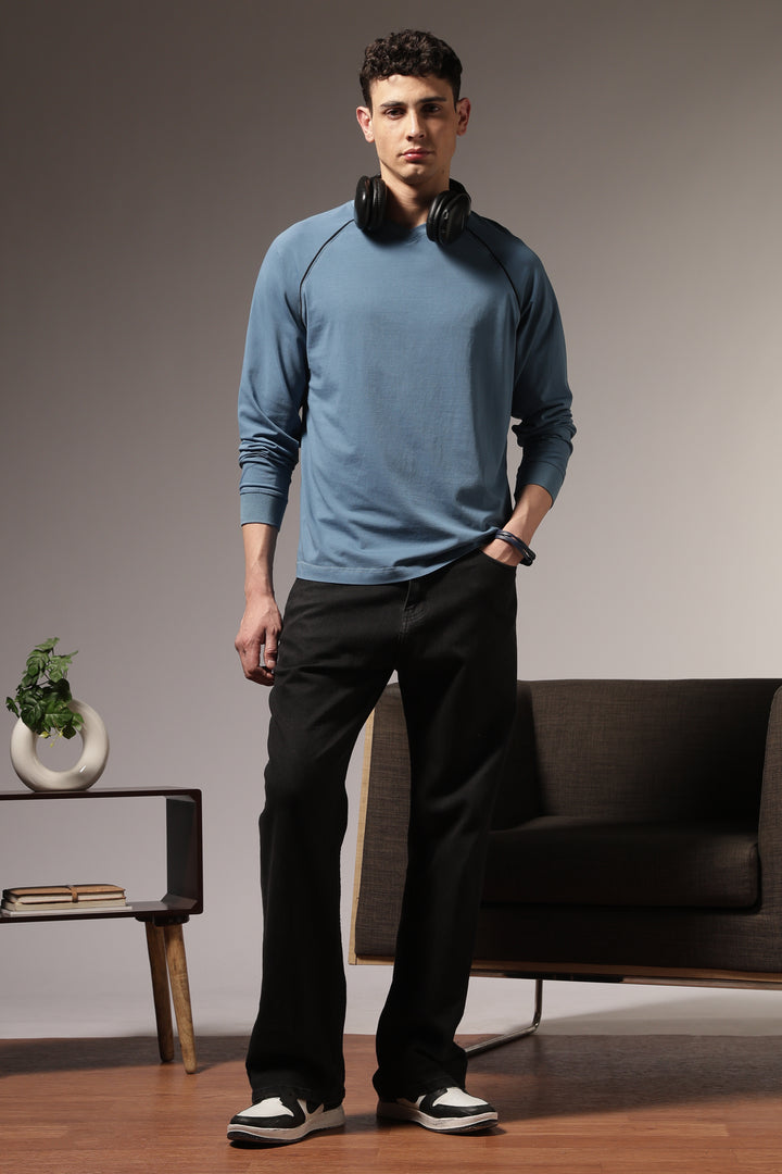 Over-dyed: Teal Blue Long Sleeve T-shirt