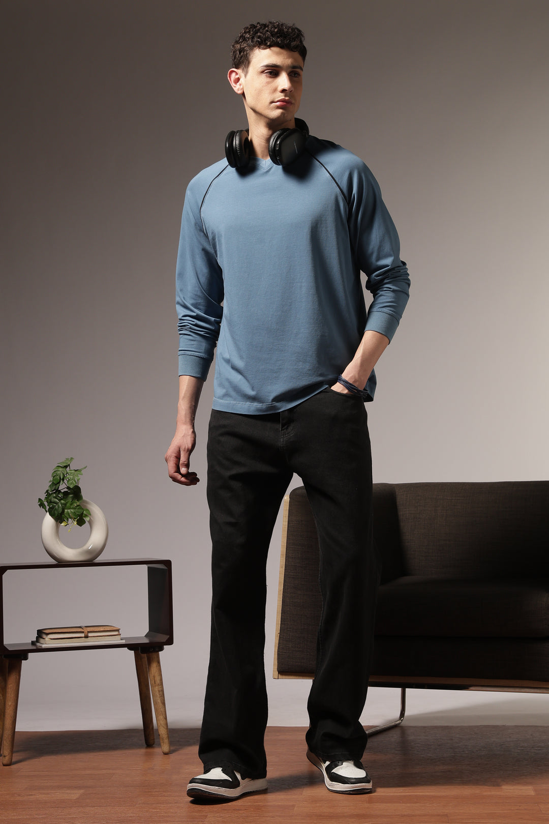 Over-dyed: Teal Blue Long Sleeve T-shirt