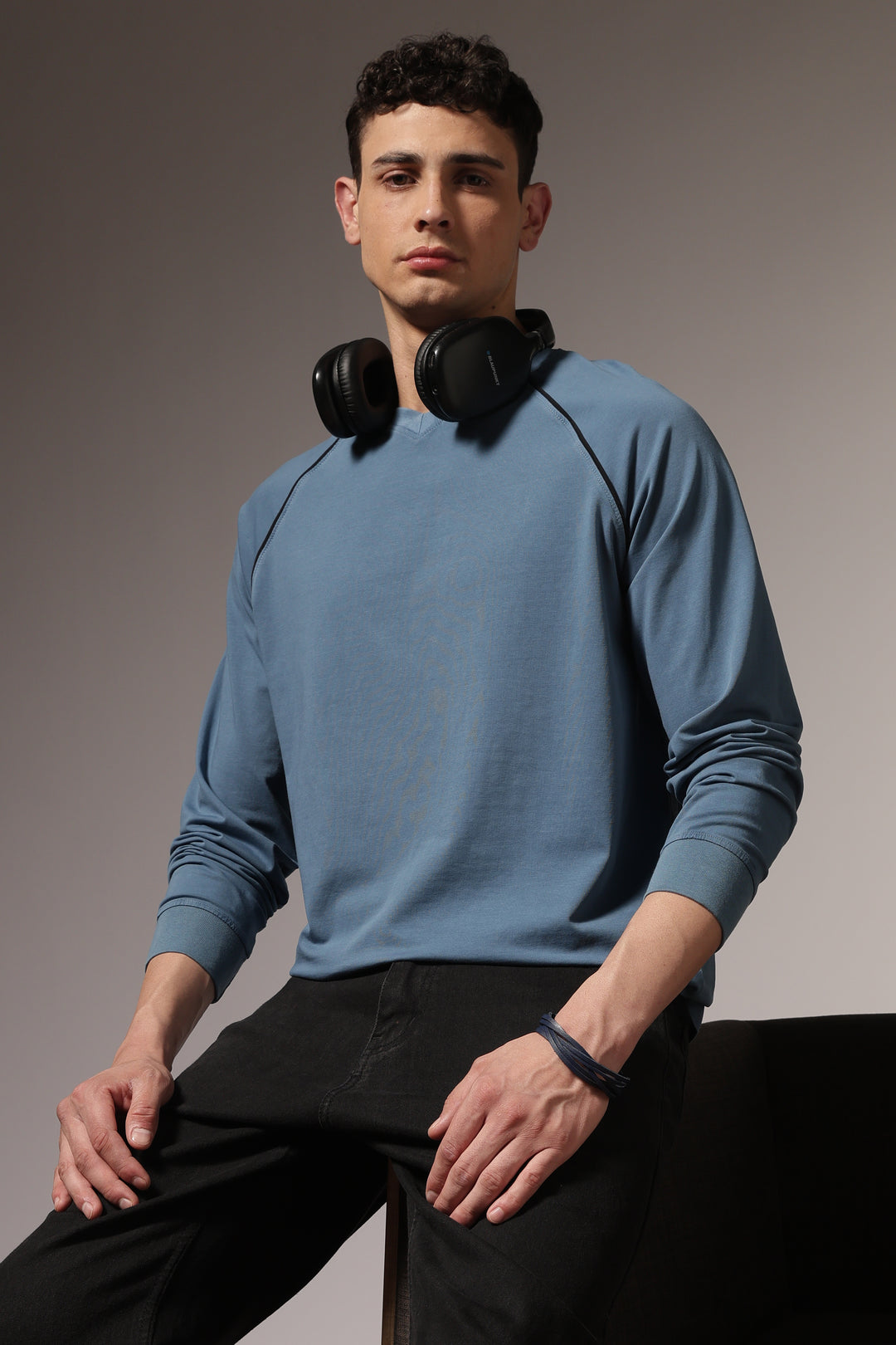 Over-dyed: Teal Blue Long Sleeve T-shirt