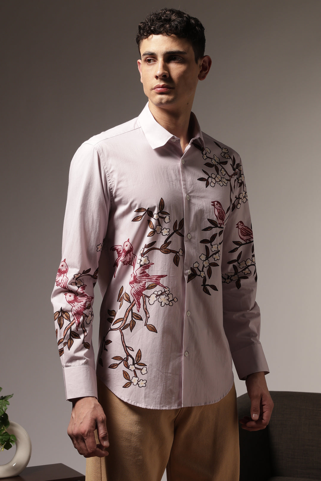 Humming Branches : Printed Cotton Shirt