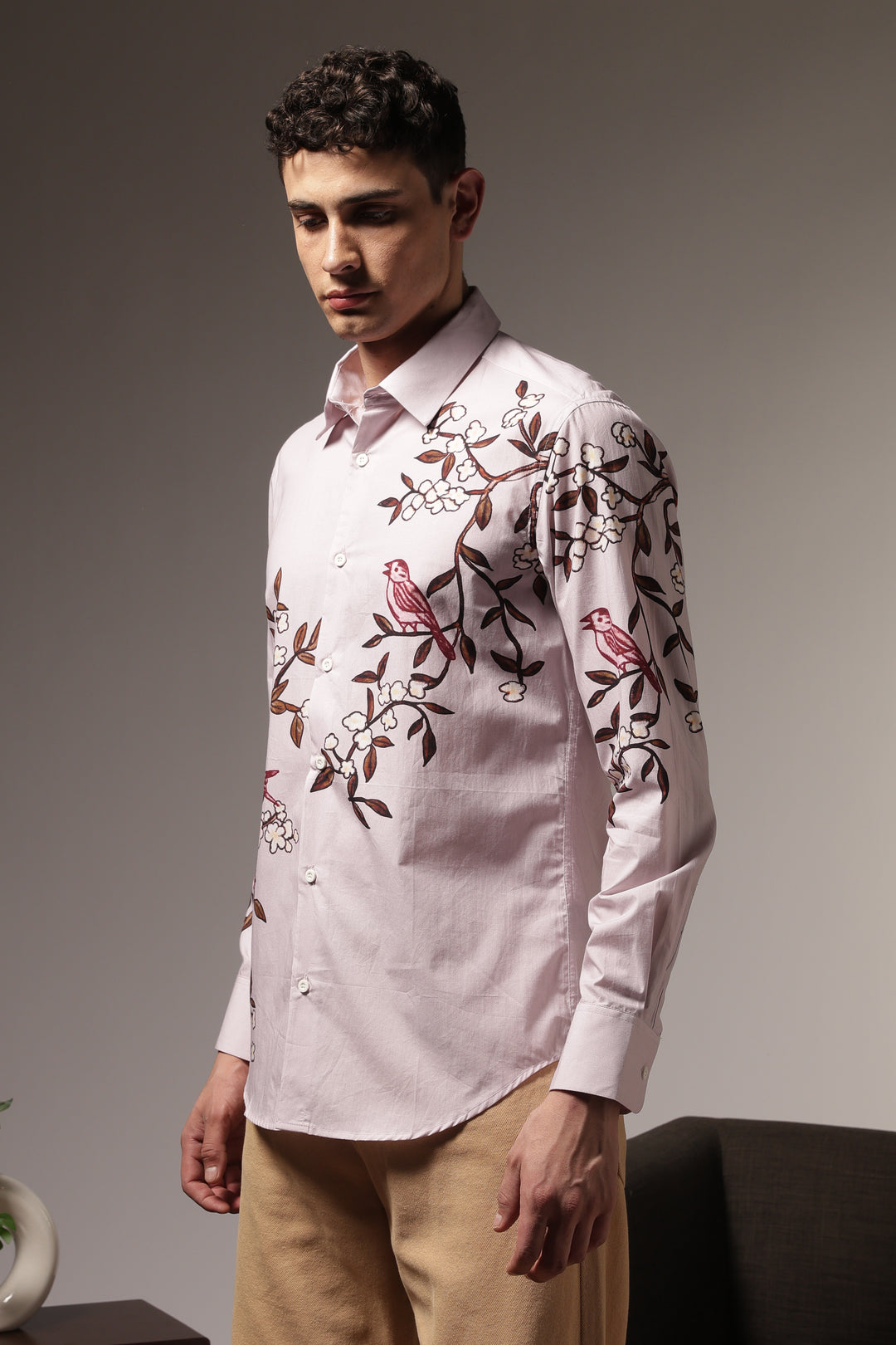 Humming Branches : Printed Cotton Shirt