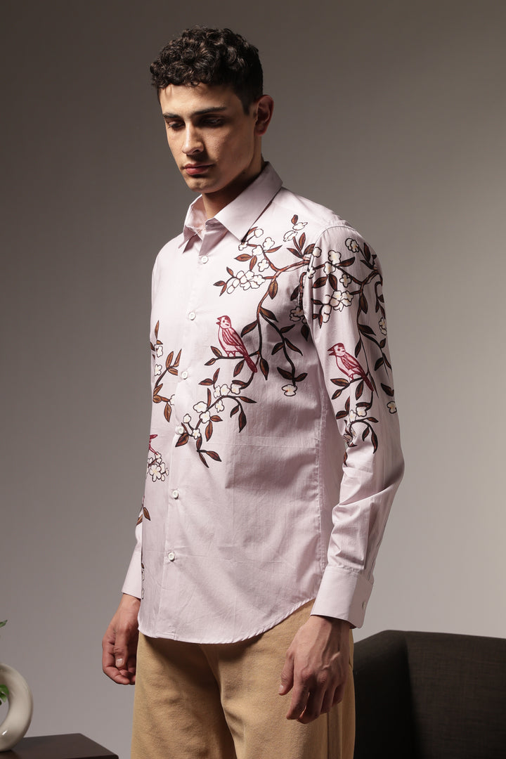 Humming Branches : Printed Cotton Shirt