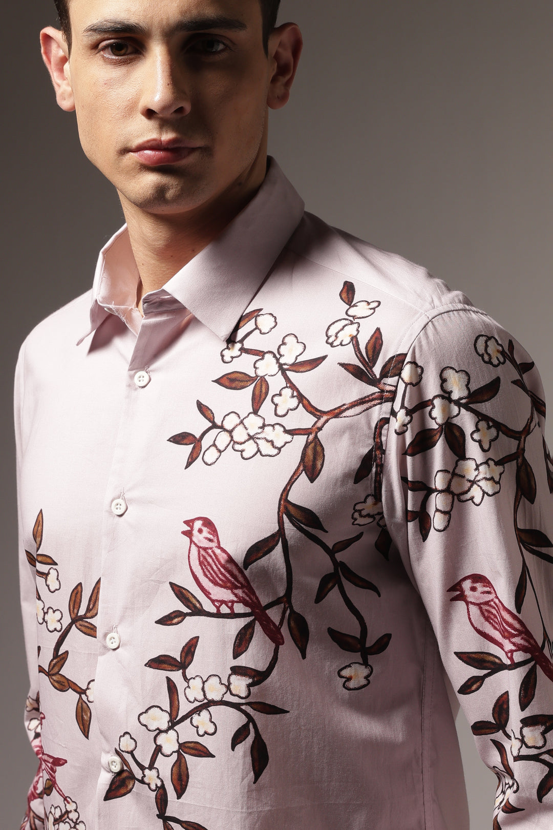 Humming Branches : Printed Cotton Shirt