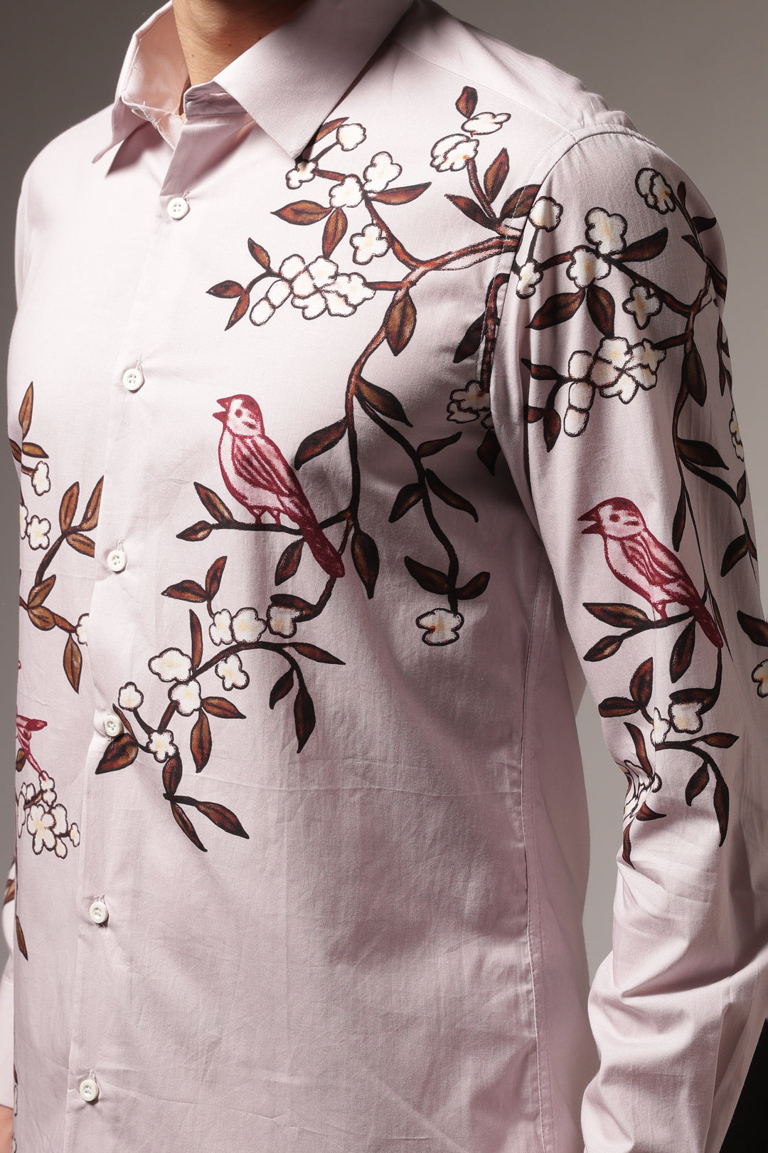 Humming Branches : Printed Cotton Shirt