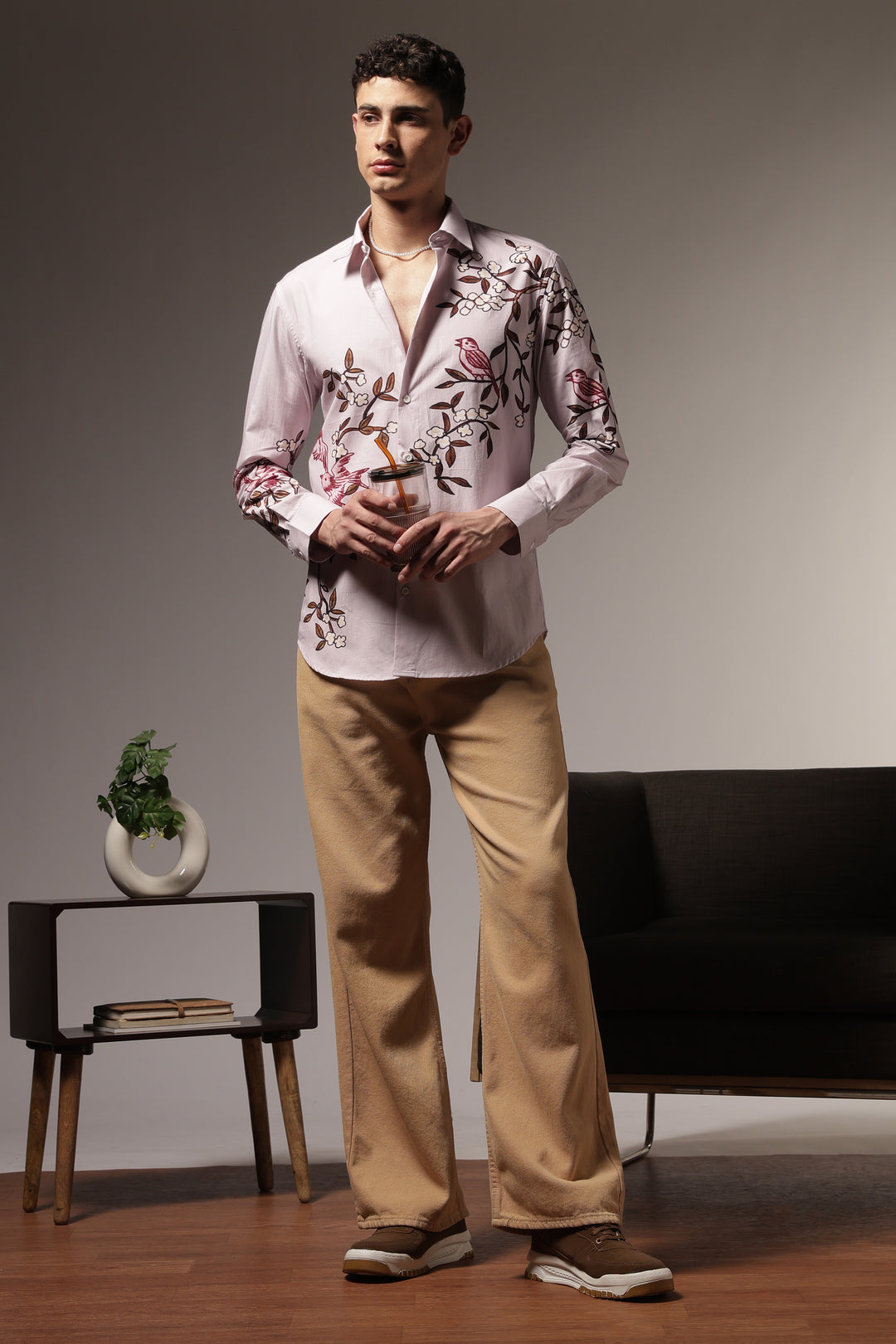 Humming Branches : Printed Cotton Shirt