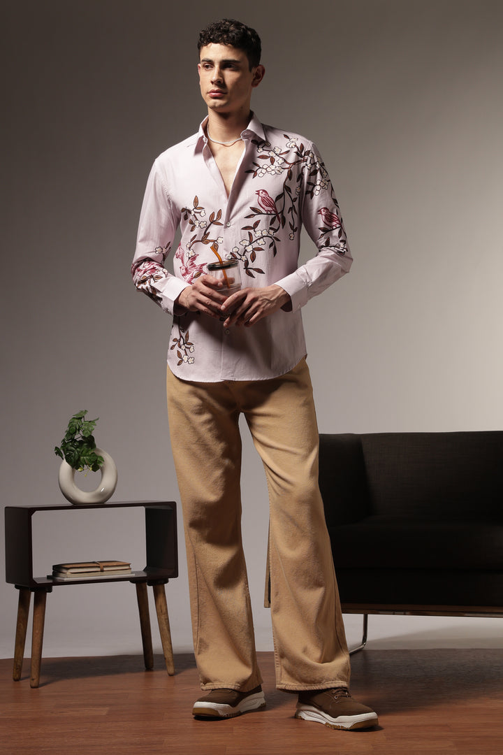 Humming Branches : Printed Cotton Shirt