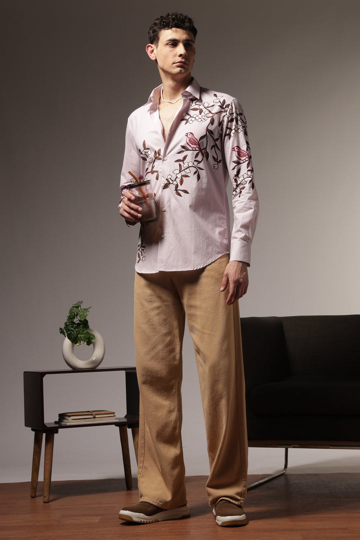 Humming Branches : Printed Cotton Shirt