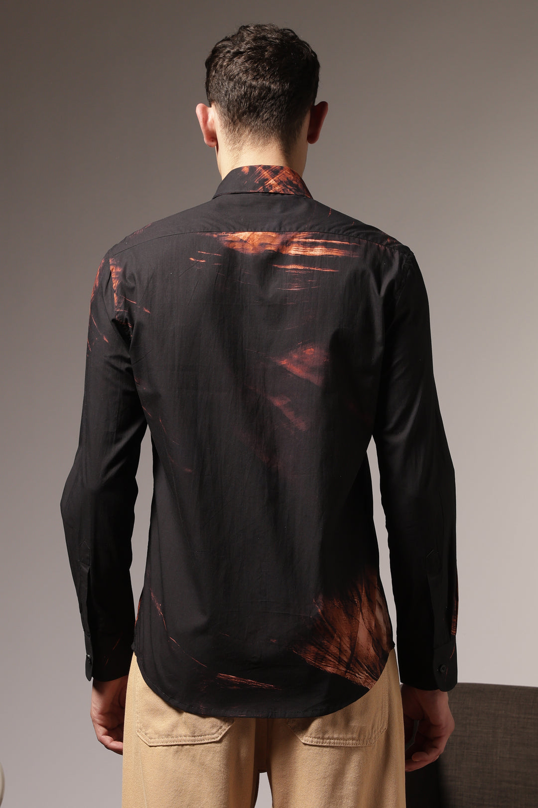 Molten rock : Black Printed Cotton Shirt