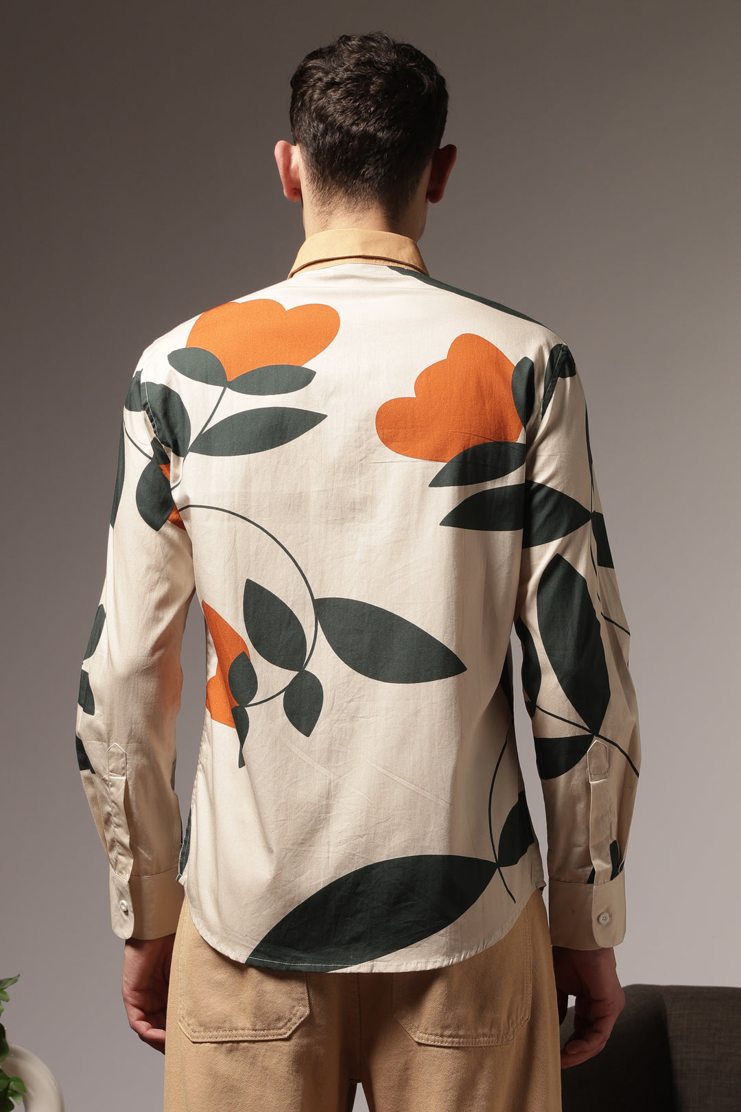 Classic: Orange Floral Printed Shirt