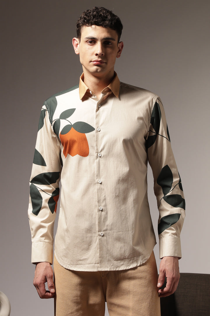 Classic: Orange Floral Printed Shirt