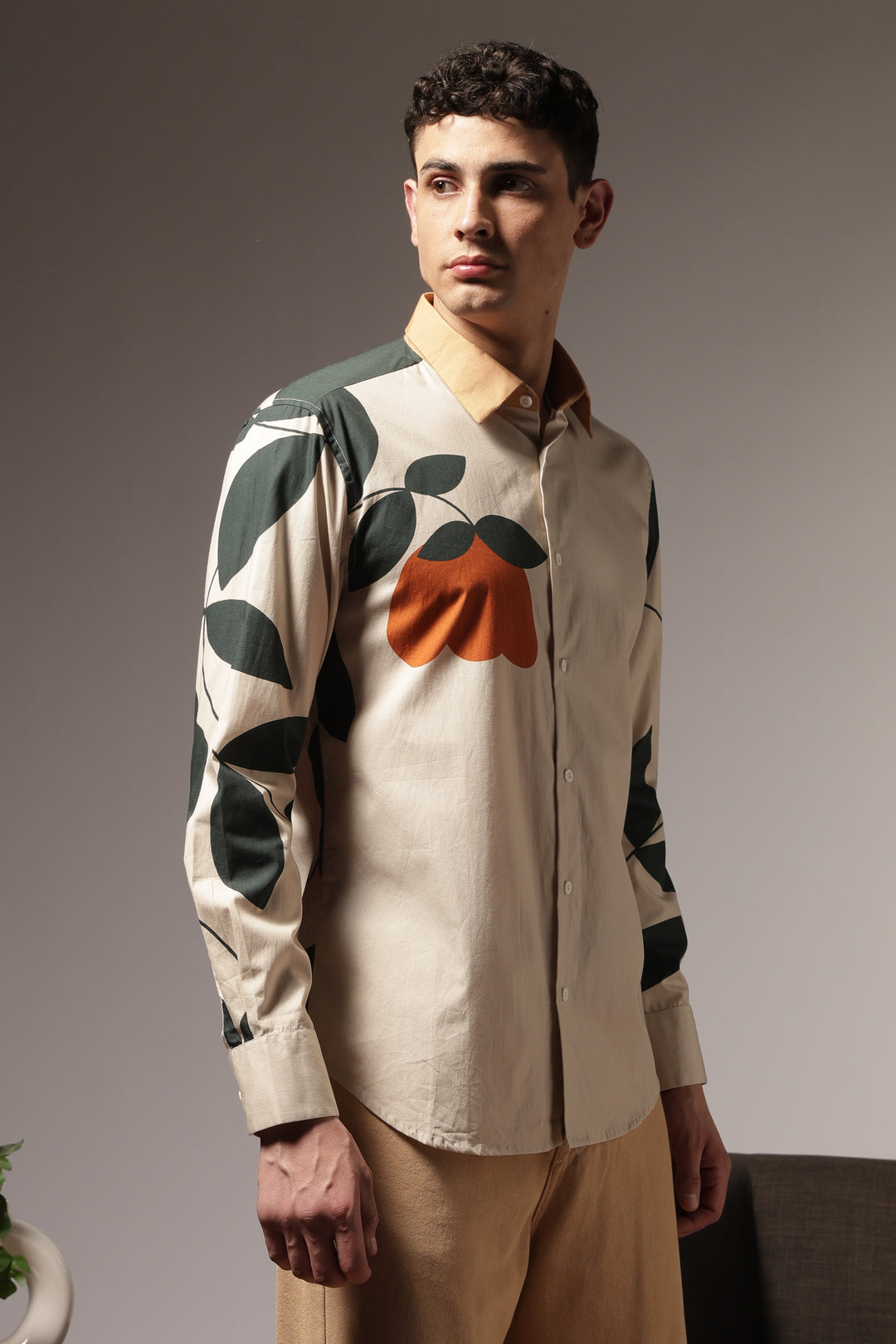 Classic: Orange Floral Printed Shirt