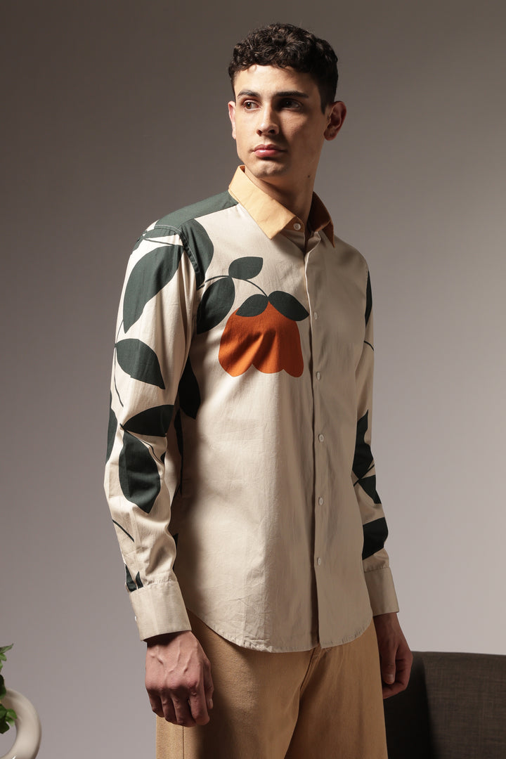 Classic: Orange Floral Printed Shirt