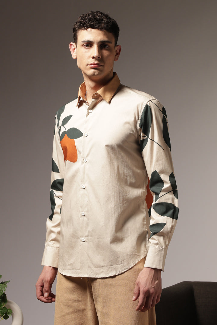 Classic: Orange Floral Printed Shirt