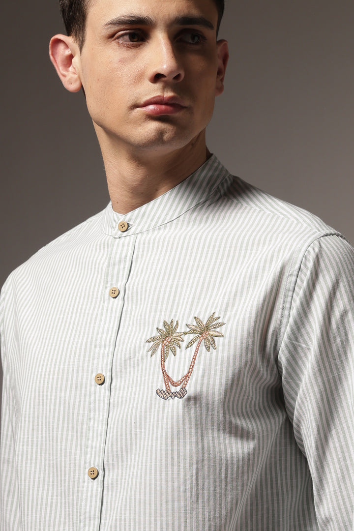 Coast: Mint Green Embroidery Shirt