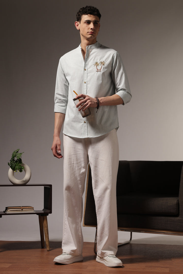 Coast: Mint Green Embroidery Shirt