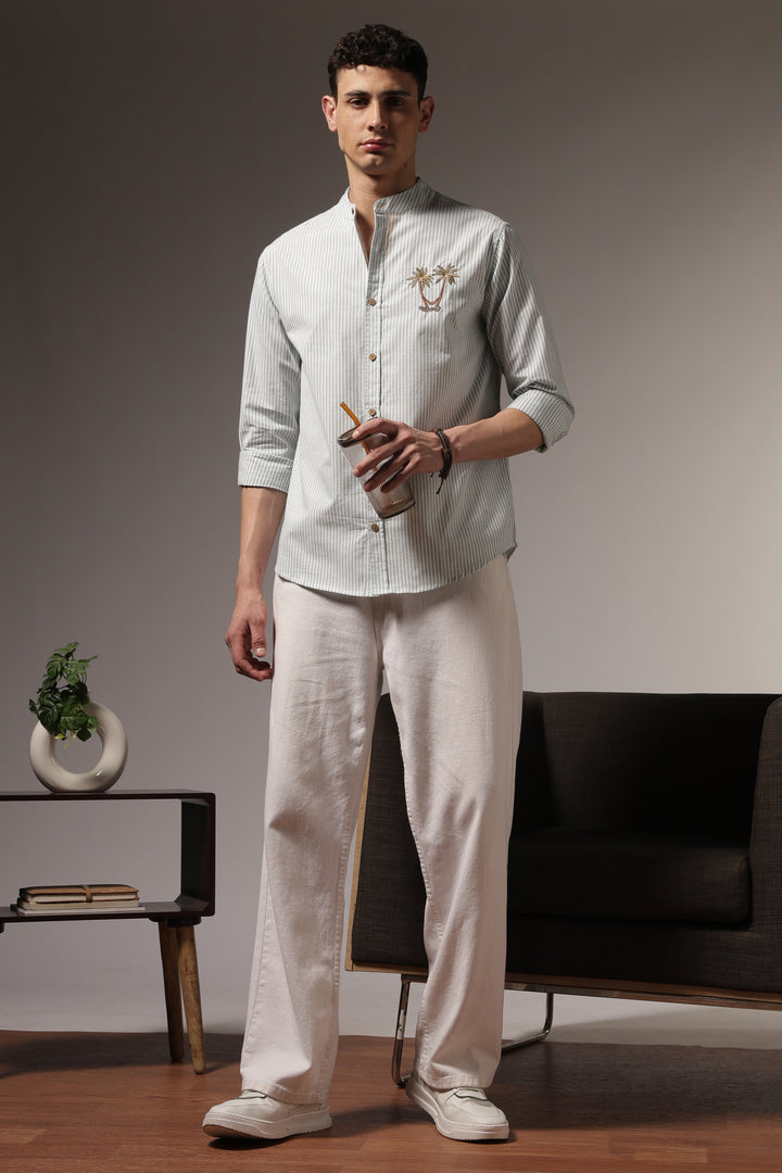 Coast: Mint Green Embroidery Shirt