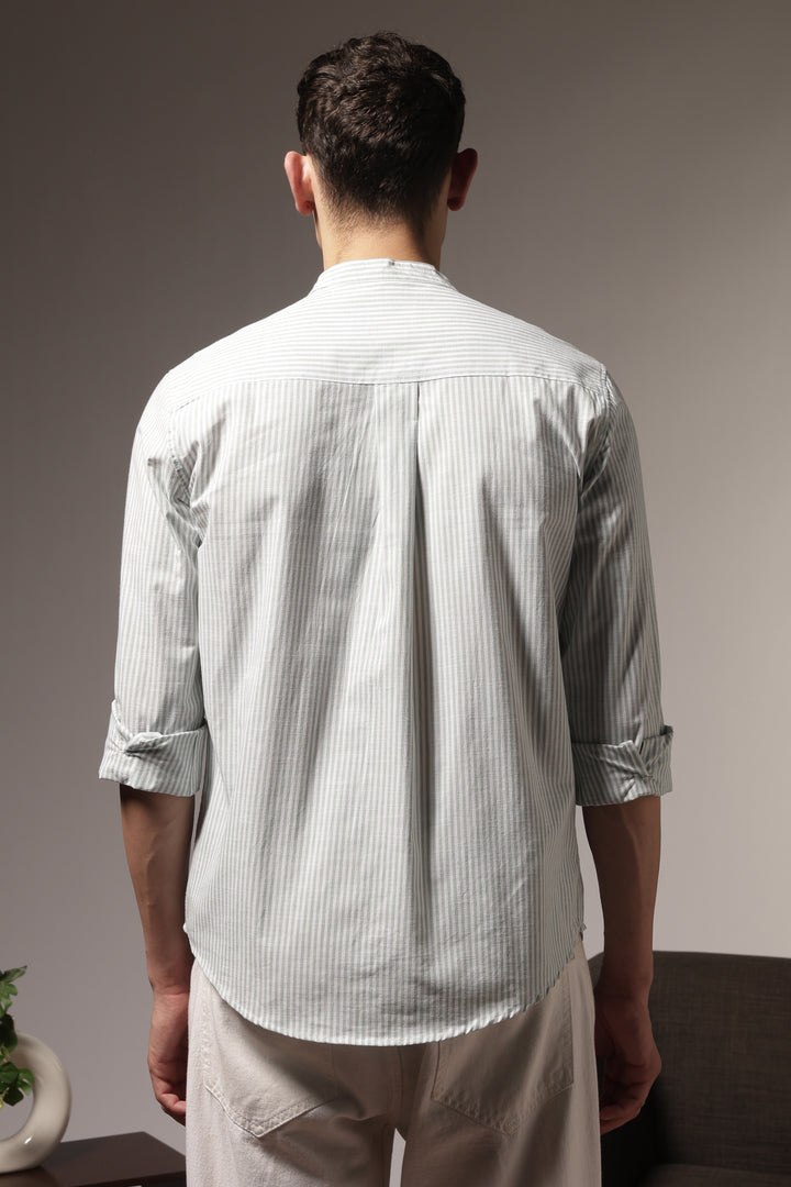 Streaks: Mandarin Collar Mint Green Shirt