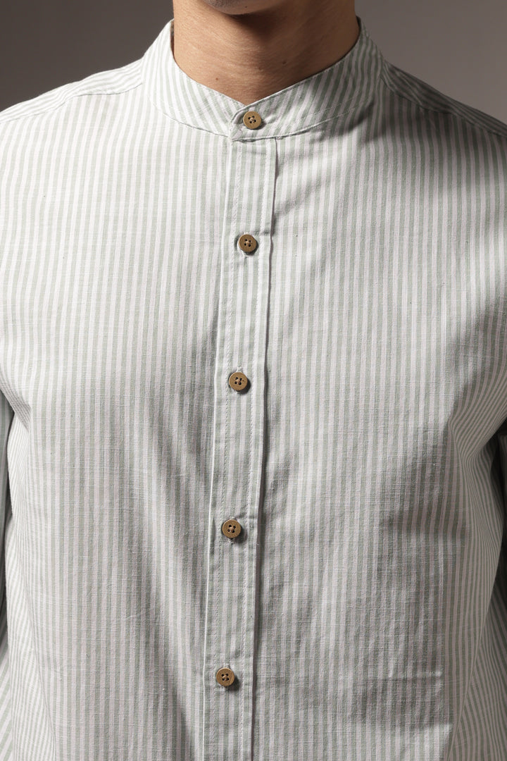 Streaks: Mandarin Collar Mint Green Shirt