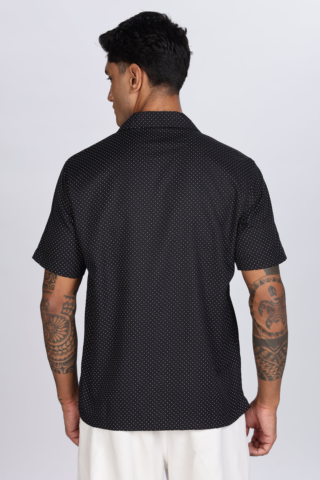 Black Polka Cuban Shirt