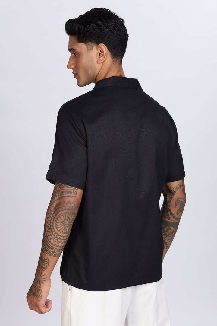 Black Dobby Cuban Shirt