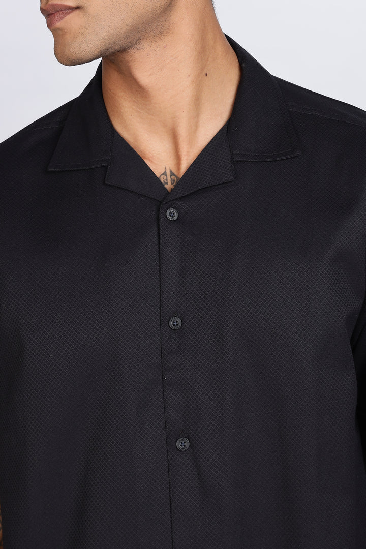 Black Dobby Cuban Shirt