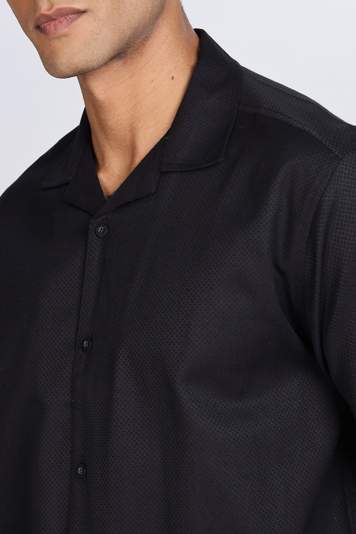 Black Dobby Cuban Shirt