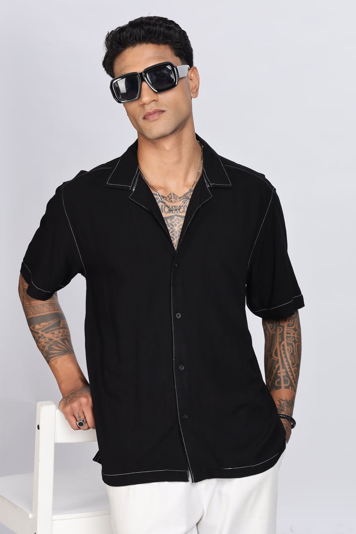 Contrast Stitch Cuban Shirt