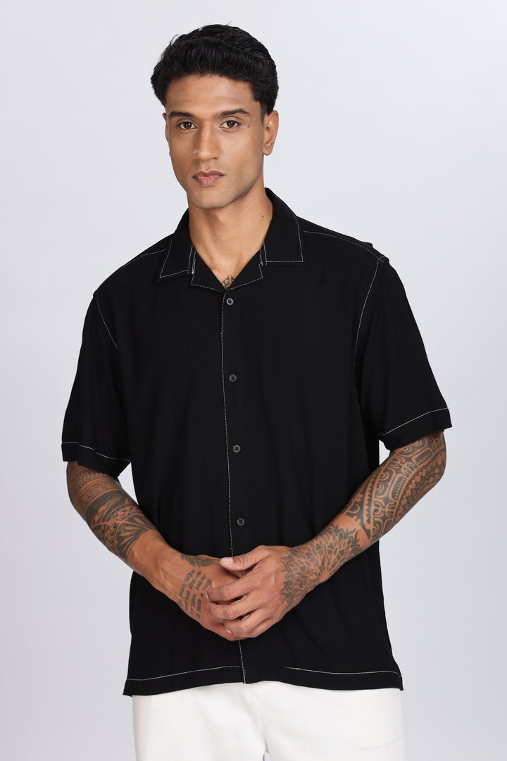 Contrast Stitch Cuban Shirt