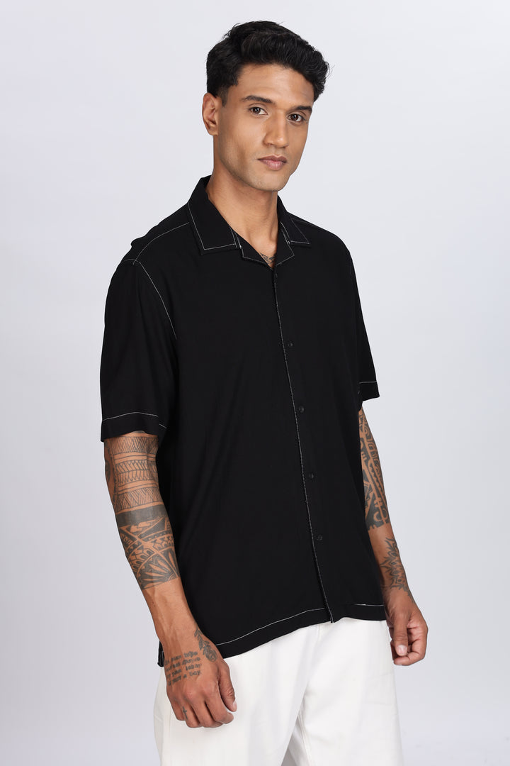 Contrast Stitch Cuban Shirt