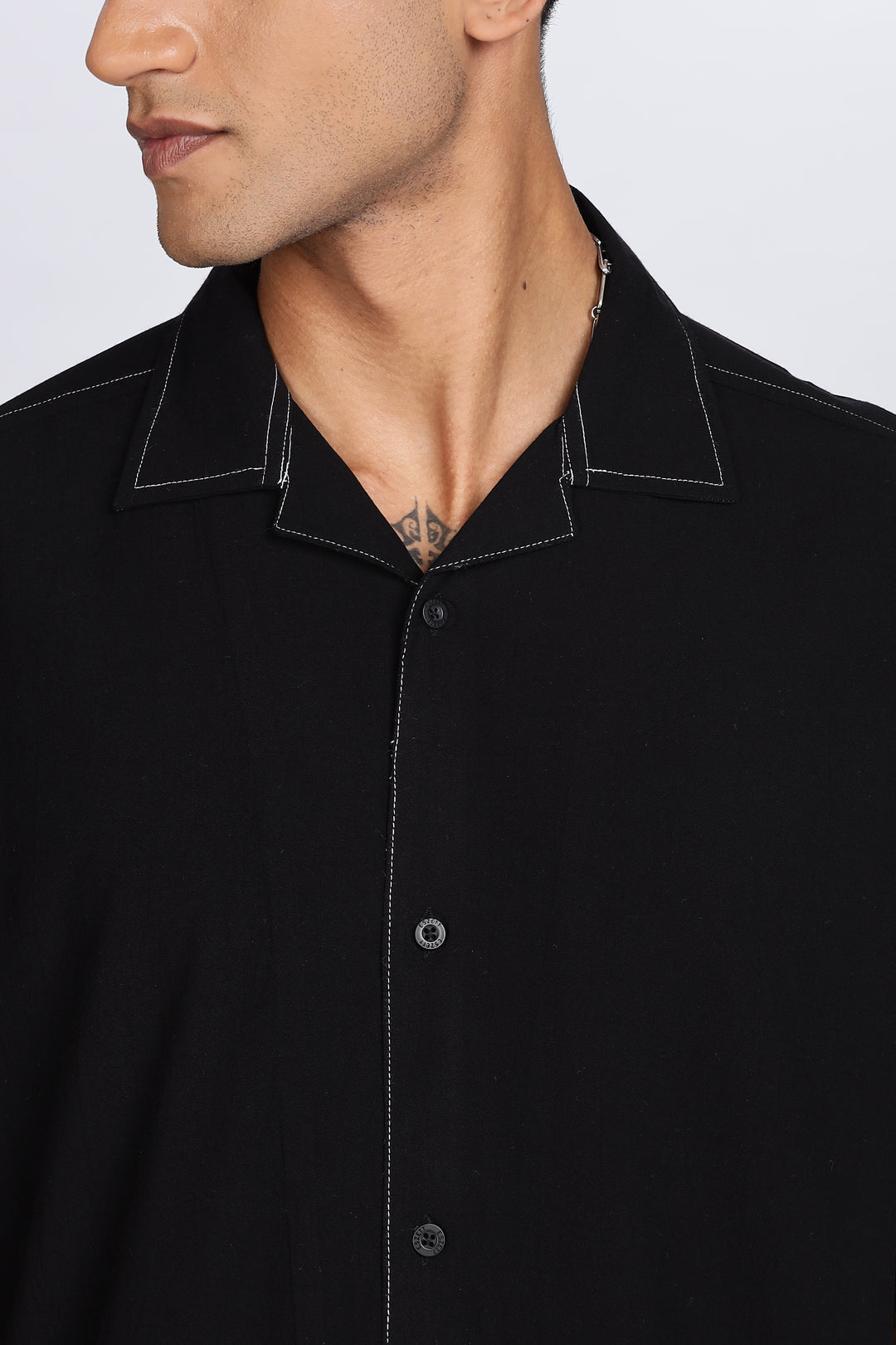 Contrast Stitch Cuban Shirt