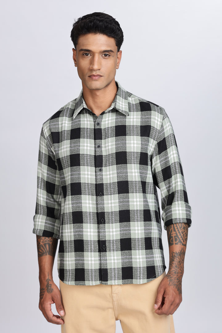 Plaid Green : Textured Fabric Shirt