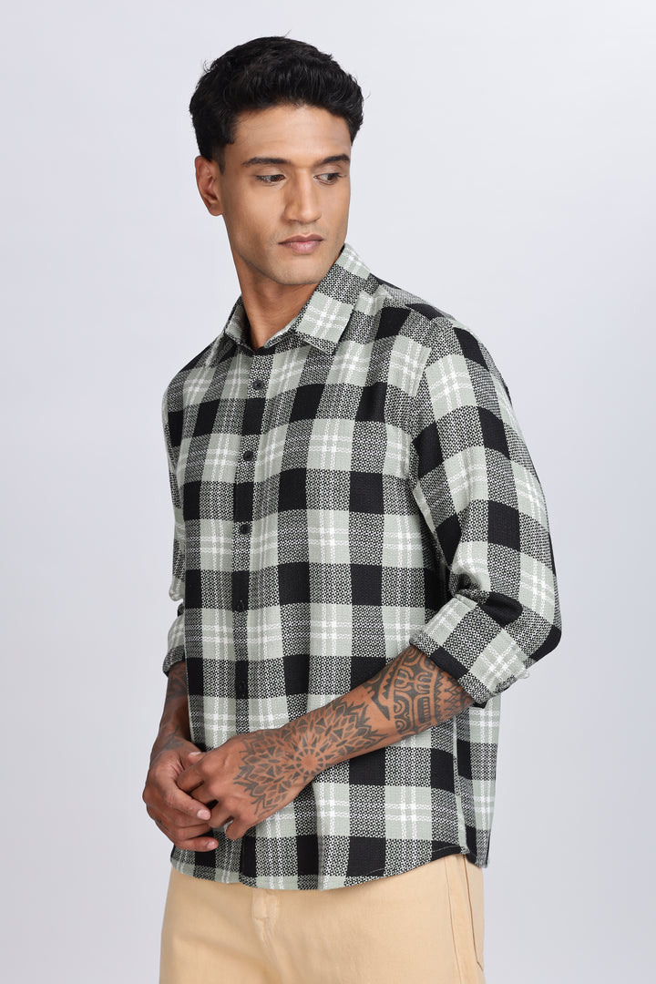 Plaid Green : Textured Fabric Shirt